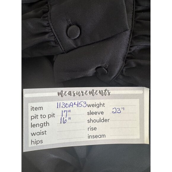 Zara Black XS Satin Long Sleeve Gold Ring Detail Top - Picture 8 of 10